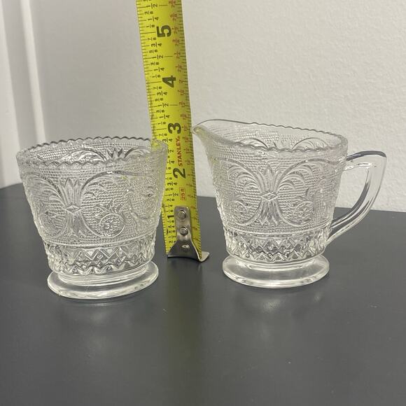 Duncan & Miller Glass Creamer & Open Sugar Tray Set - Picture 4 of 11